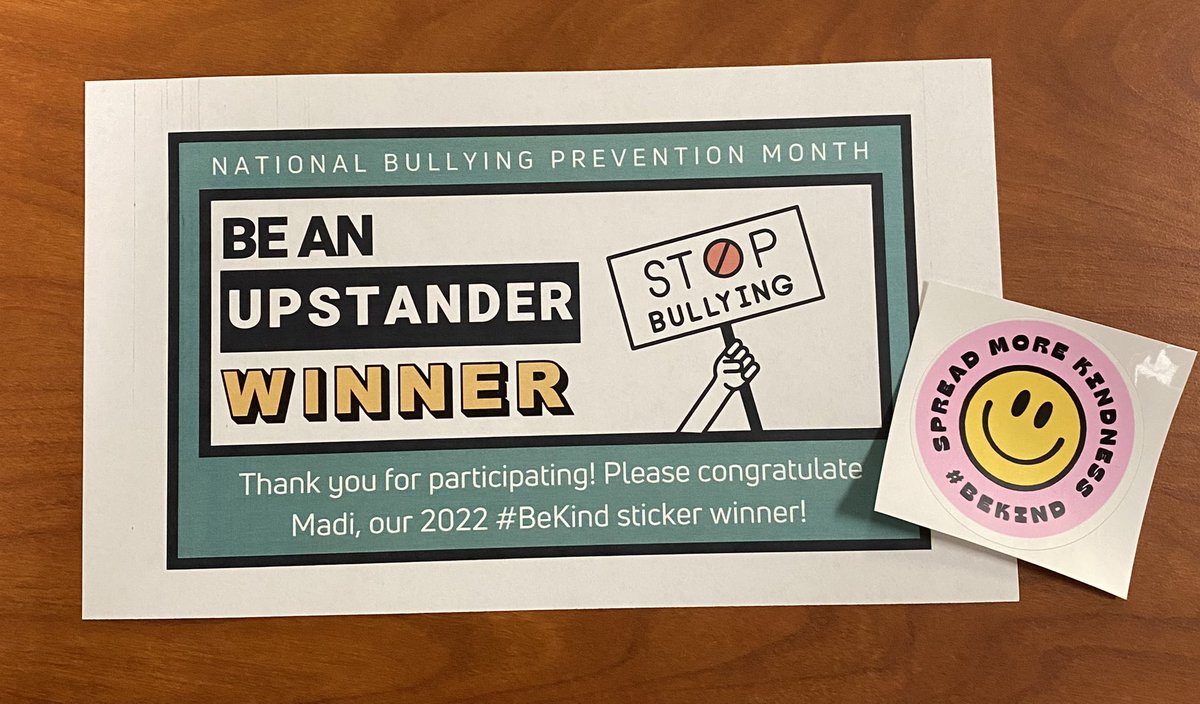 LibraryDvms's tweet image. Winner of our #bekind sticker contest in honor of National Bullying Prevention Month! @DVMS_Eagles #SRVUSDisthePlaceToBe #SRVLibraryLove