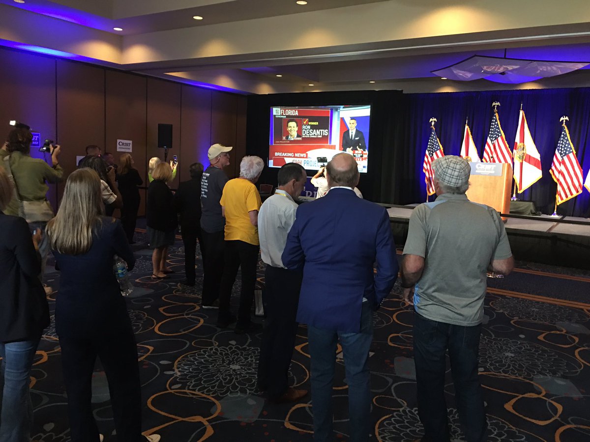 EricGlasserWTSP's tweet photo. #BREAKING: AP calls the Governor’s race for Ron DeSantis - Crist supporters quietly express disappointment in St. Petersburg https://t.co/FyaqoGe0tW