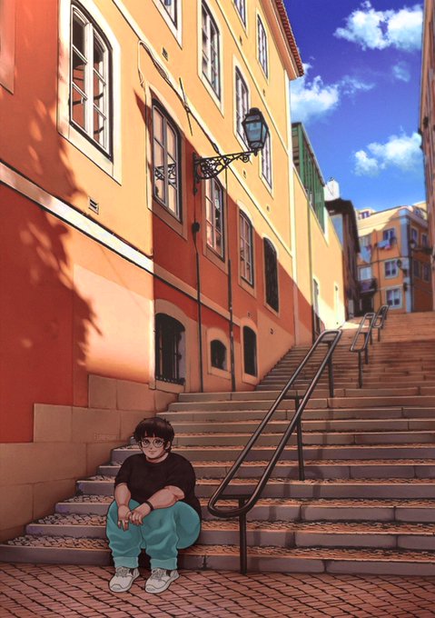 「sitting on stairs」 illustration images(Latest｜RT&Fav:50)