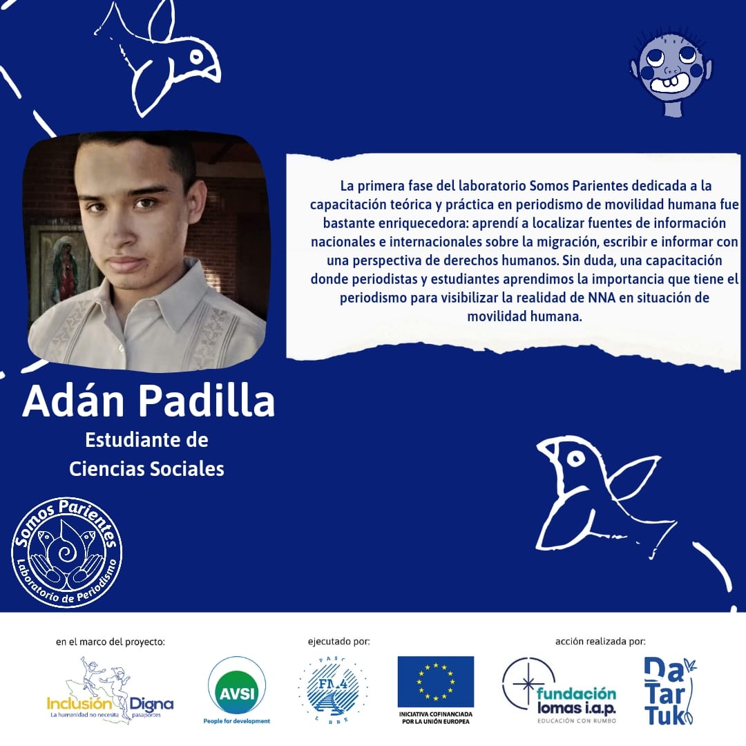 PTartuk's tweet photo. Muchas gracias a todos los participantes del laboratorio de periodismo #SomosParientes.🙏🏾✨

A continuación te compartimos el testimonio de Adán Padilla ⬇️

Conoce más sobre esta iniciativa aquí 👇🏾 
https://t.co/isbtXZhc6V https://t.co/tB3zPIWZY3