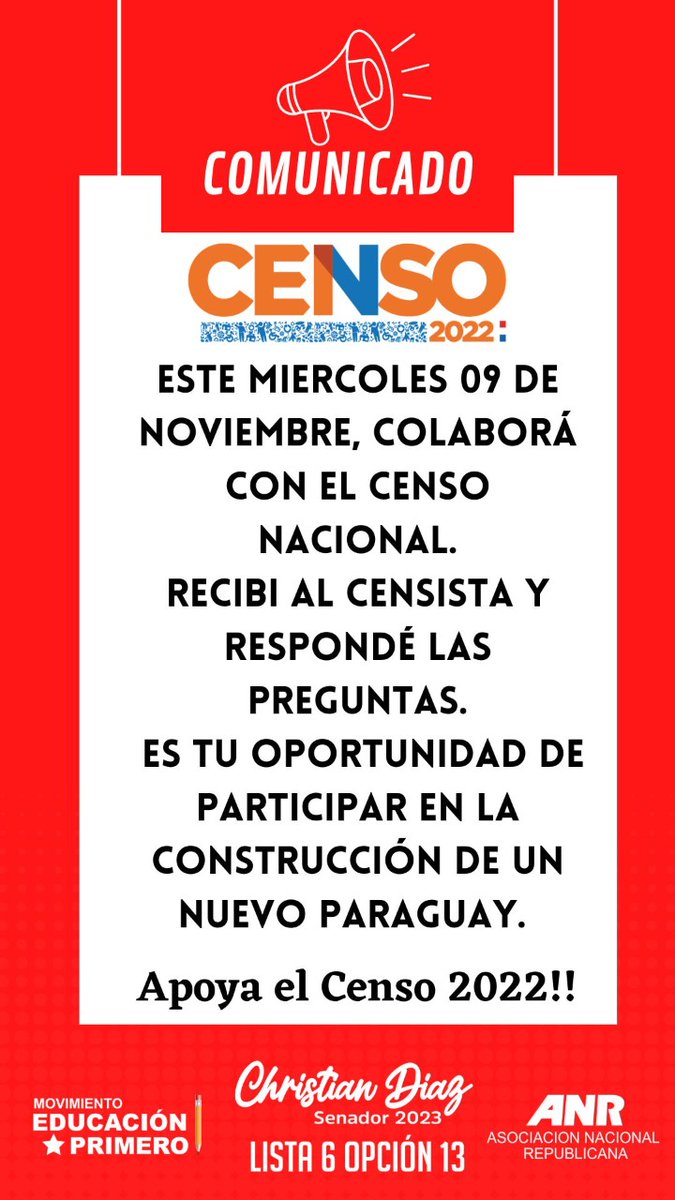 christianmep's tweet photo. Necesitamos trabajar sobre datos concretos que sólo el Censo nos puede proveer!
Sumate al cambio país! Permitile al Censista entrar a tu hogar!!!!
Sé parte de la historia!!!
@petta08 @MovEducPrimero @LaProfeAny @floreshugo234 @Mirnagonzalezd6 @NormaRomn8 @NelsonSenador23 https://t.co/0OnveN4oi6