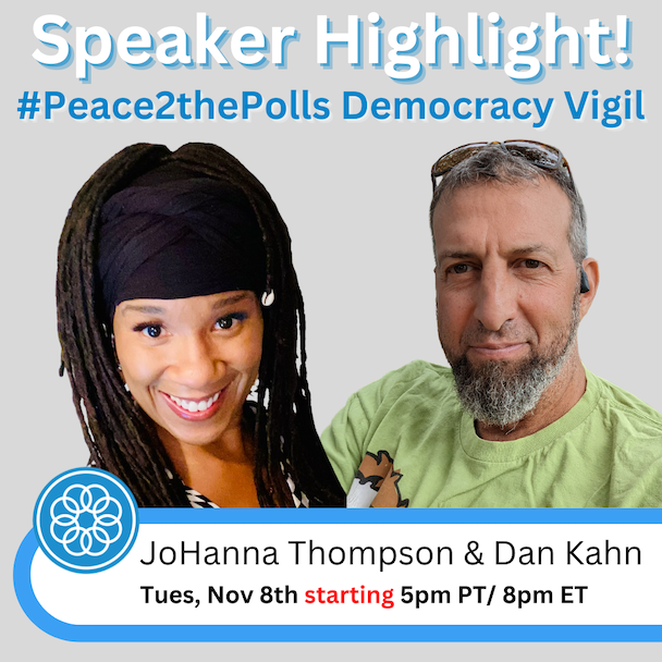 PeaceAlliance's tweet photo. Talking restorative justice practices with @PricelessblackJ and Dan Kahn as they offer Restoring our Relationship with our Government as part of our #Peace2thePolls Democracy Vigil. see link in the bio to find the zoom link and join us! https://t.co/ibnTFkM83P