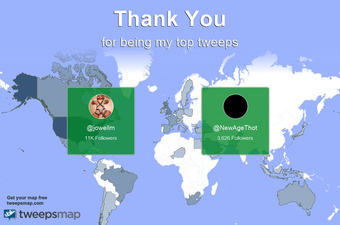 Special thanks to my top new tweeps this week @jowellm, @NewAgeThot https://t.co/wTxXGRO0n3