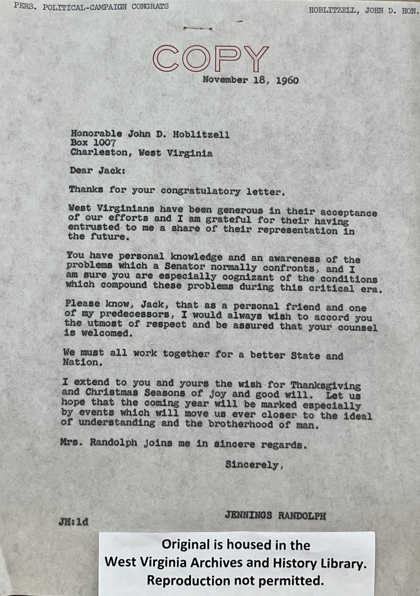 On this Election Day 2022 - A wonderful lesson in political civility following the election of 1960. Republicans and Democrats - friends - and working together for West Virginia and our nation. 🇺🇸

facebook.com/Senatorjenning…