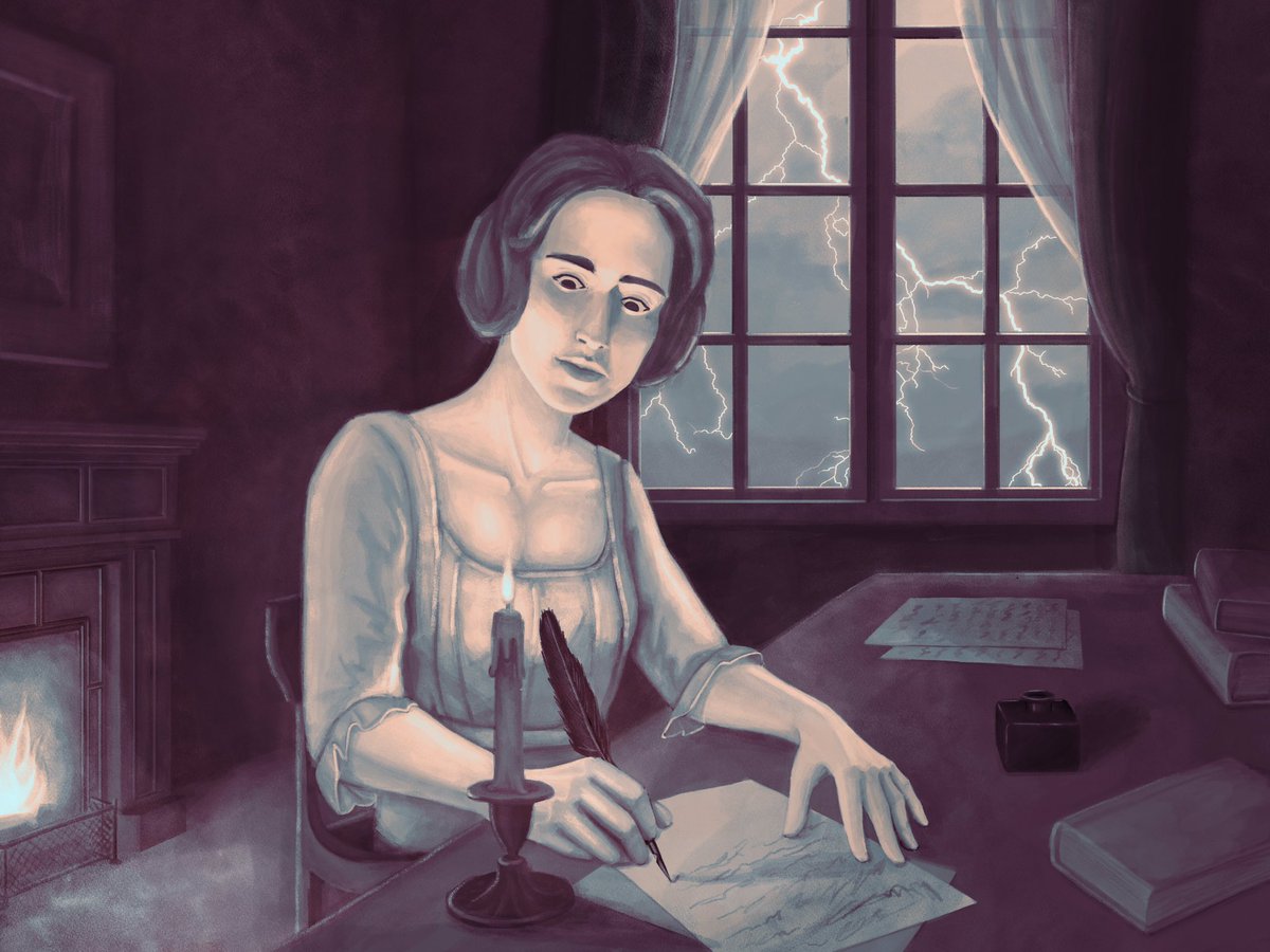 historical illustration of mary shelley writing frankenstein for one of my classes :]

#digitalpainting #maryshelley