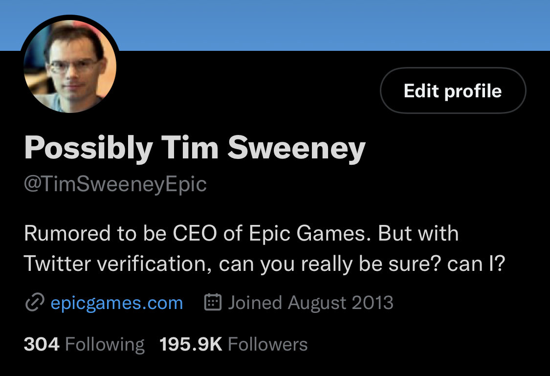 Possibly Tim Sweeney on Twitter "BigTechAlert EpicGames elonmusk what is going on with this