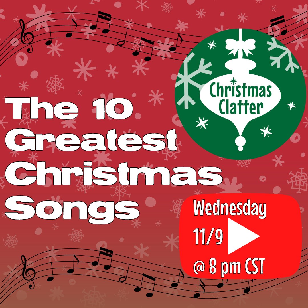 We all have favorite holiday tunes, & we have strong thoughts on the ones we don’t like. But what do the numbers say? Cast opinion aside & take a look at the data to determine the 10 greatest Christmas songs. Join us on YouTube, Wednesday 11/9 at 8 pm CST christmasclatter.live/stream