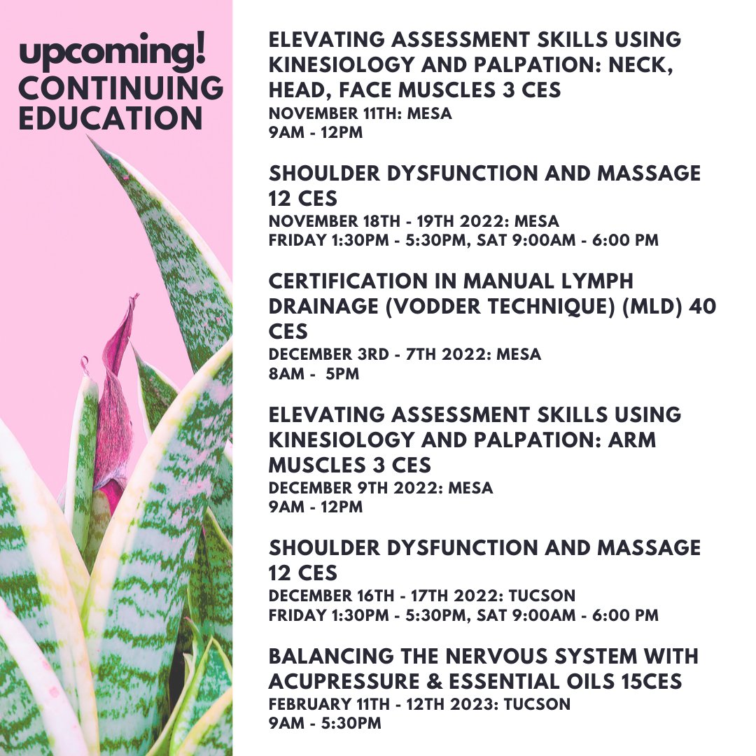 Register for an upcoming continuing education workshop today!
.
.
.
#asismassage #continuingeducation #massageces #amta #abmp #ncbtmb