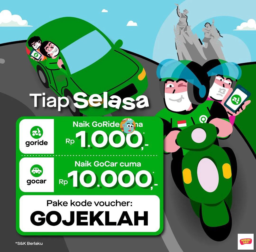 berburusales's tweet photo. /info Kode promo goride untuk dom tertentu tiap selasa &amp; rabu! 
GOJEKINAJA untuk all dom
GOJEKLAH untuk pekanbaru
GOJEKSELAH untuk Padang
GOJEKGEH buat dom lampung
GOJEKINPURWOKERTO / GOJEKWIRA utk purwokerto https://t.co/u1Cyzdvg6g
