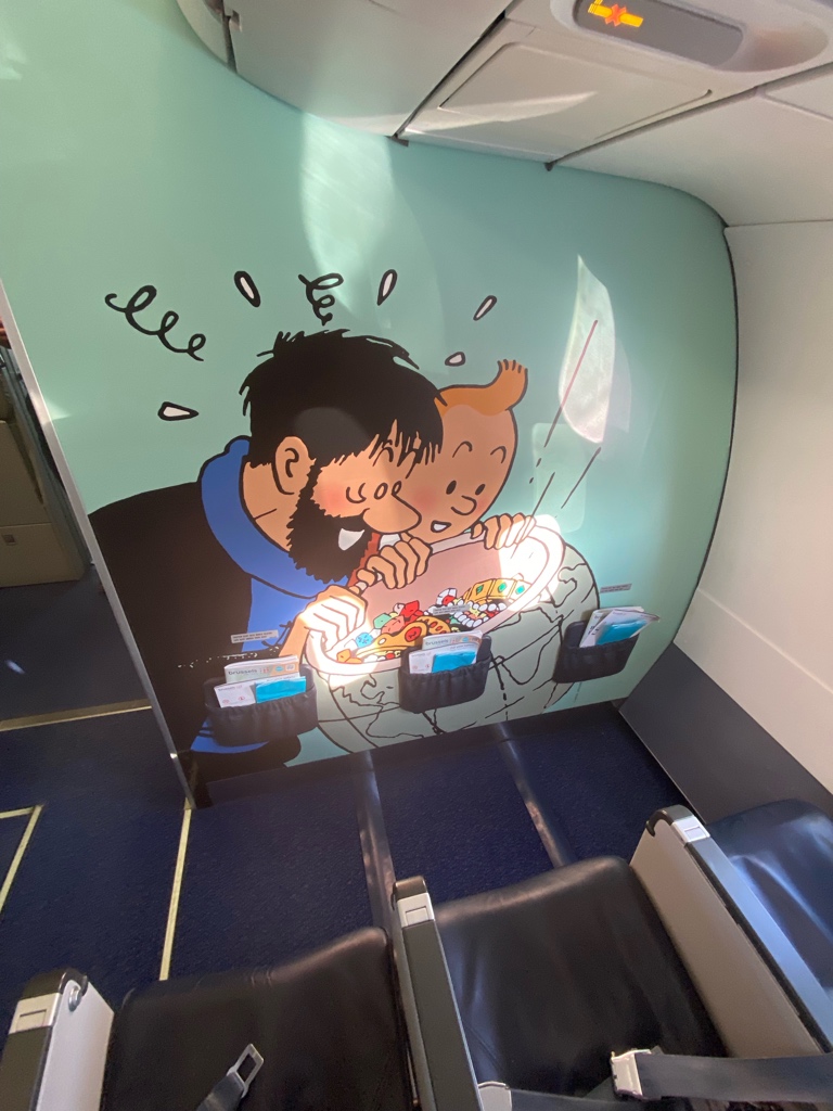 TeaganGosling's tweet photo. @familyonstandby @NonRevLoungePod @nonrevgod Tried to dodge the UK $200 APD via BRU… wound up flying LHR BRU FRA (issues at the gate getting on the YVR flt) LHR YVR 🙃. Still paid it and did a huge circle of Europe for no reason. At least I got the SN Tintin plane? https://t.co/Z11KhuNagG