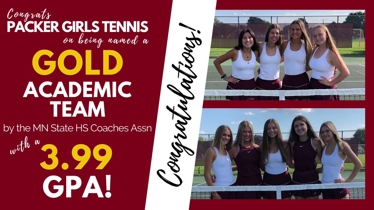 And so we have to ask...do smart kids play tennis or does tennis make you smart? It may have to be both with a team GPA of 3.99! Congrats Packer Tennis! #AdIn2022 #SSPpride