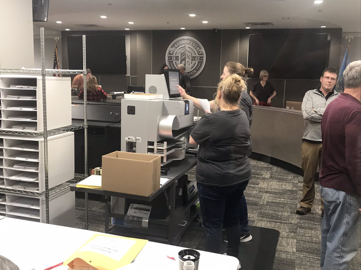 Ballots are starting to be run through the tabulating machines in Minnehaha County.  Results won’t be reported until after 8 pm.  #KELONews