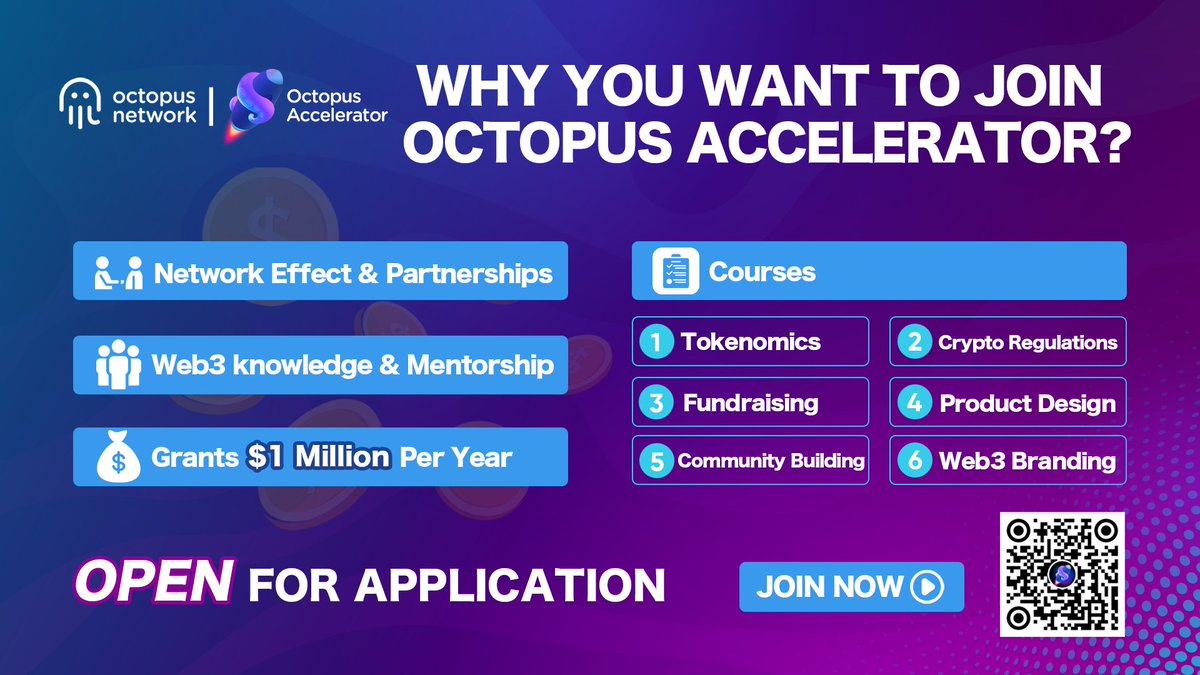 decentricity's tweet photo. Just a couple of days more until the #OctopusAccelerator by @oct_network!
The $OCT Network is providing $1 MILLION this year, on top of courses on tokenomics, fundraising, and community building. Access new partnerships, build network effects. See you there. https://t.co/2pzb5GZ29B