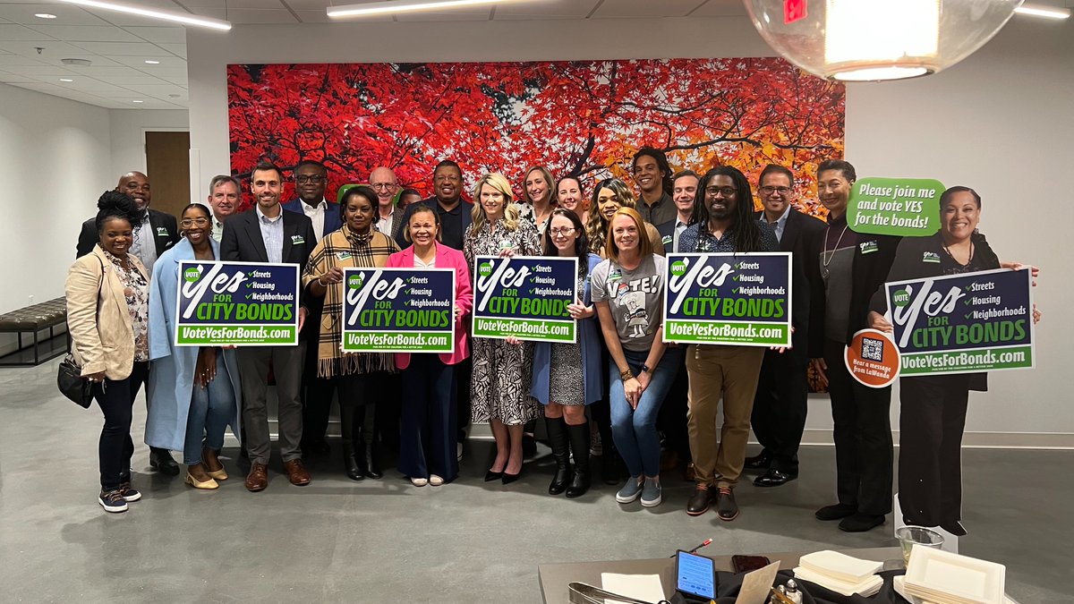 Thankful for this group of campaign leaders, volunteers and elected officials for supporting investment in our city. It's early in the night but we are encouraged by the results thus far. #VoteYesForBonds
