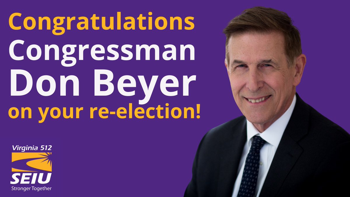 Congratulations @DonBeyerVA! United together, let’s continue to fight for good union jobs and justice for all. #UnionsForAll