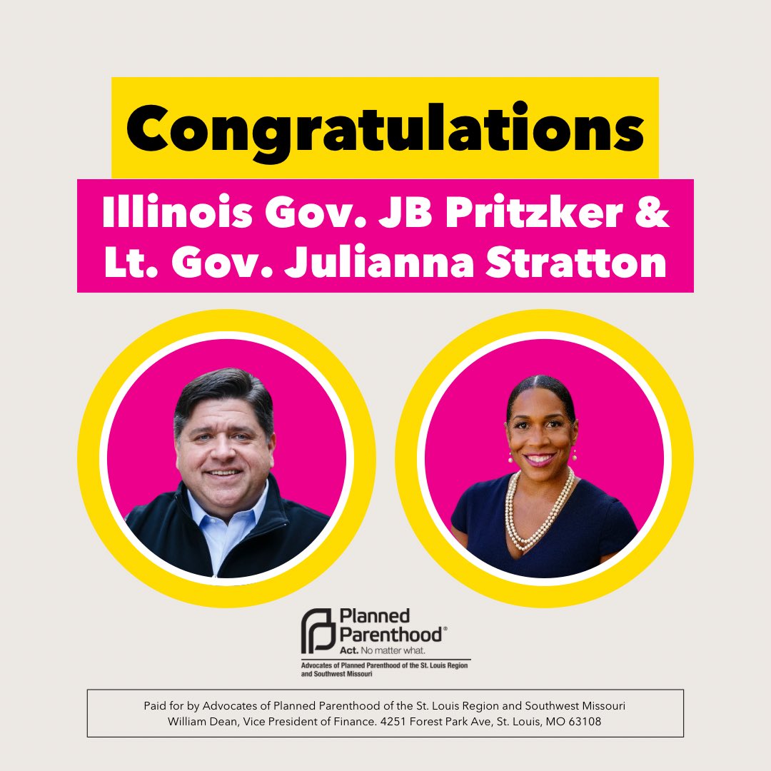 PPAdvocates_IL's tweet photo. Illinoisans have spoken up loud & clear for abortion access & reproductive freedom by re-electing Gov. @JBPritzker & Lt. Gov. @JulianaforLG! 🗳️✊🏾✊🏼✊🏿 #twill #ILElection https://t.co/YJQZeyvJ4K