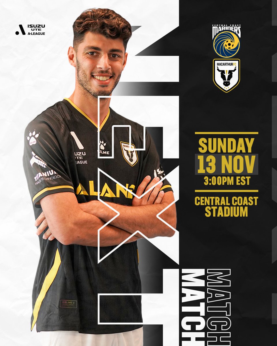 Next up, Central Coast Mariners!

📆 Sunday 13th November
⏰ 3:00pm
🏟️ Central Coast Stadium

#WeAreTheBulls