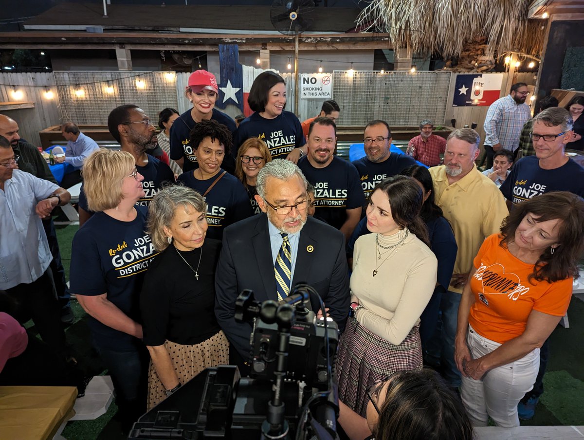 paulflahive's tweet photo. Democrat @gonzales4da claims victory in Bexar DAs race after early vote gives him commanding lead. No word yet from challenger Marc LaHood.
Says abortion access as issue and women gave him victory @TPRNews #txdecides #electionnight https://t.co/BXiqc7jmJL