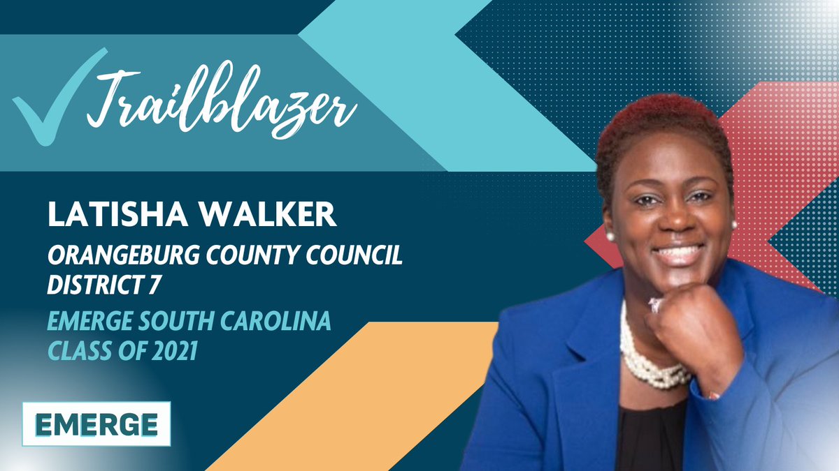 Congratulations to law enforcement officer and <a href="/Emerge_SC/">EmergeSC</a> alum <a href="/LatishaWalkerSC/">Latisha Walker</a> on making history as the first woman to ever represent District 7 on the Orangeburg County Council! #EmergeNow #Election2022