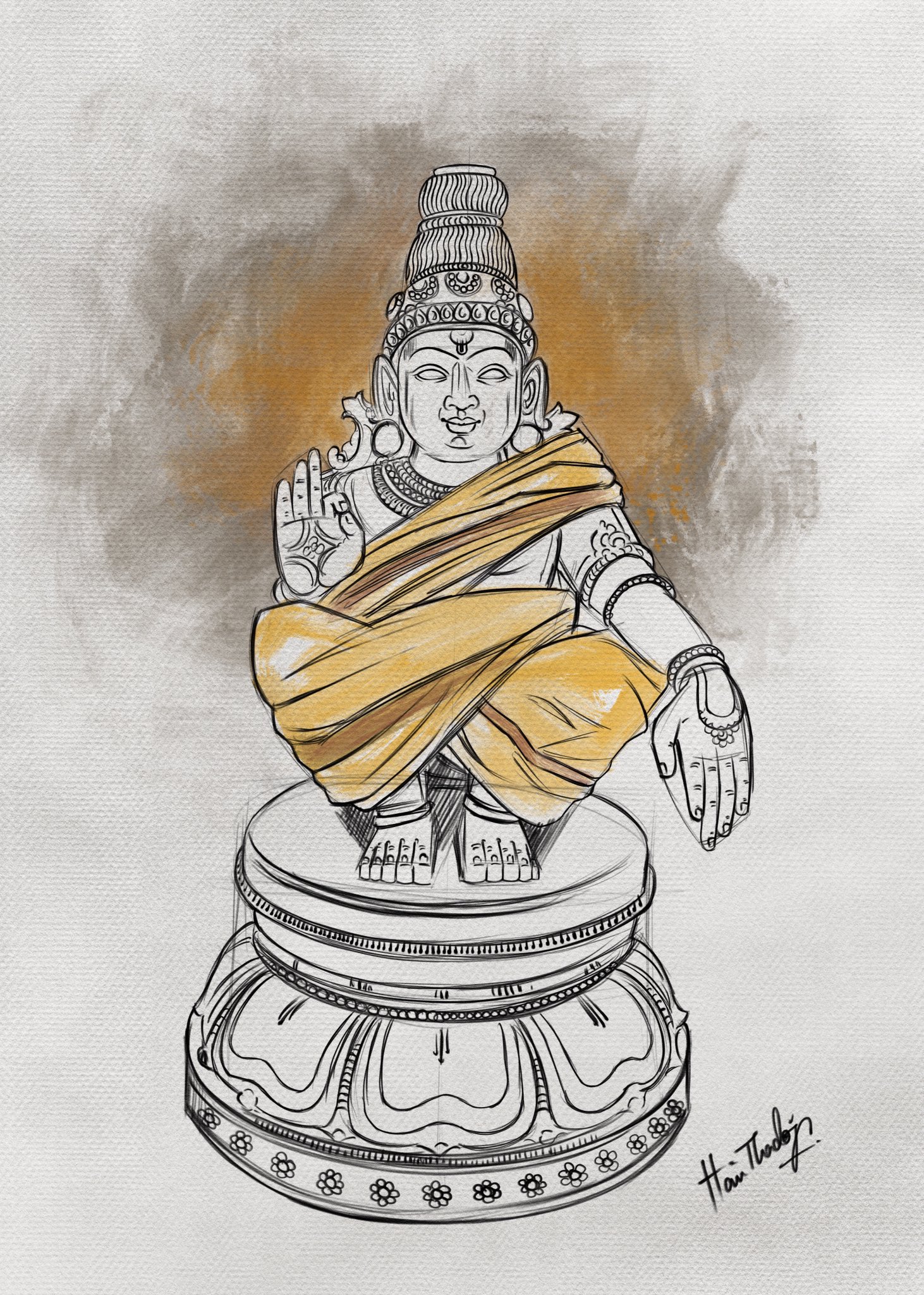 Drawing Of Lord Ayyappan - Ayyappan Drawing - Free Transparent PNG Download  - PNGkey