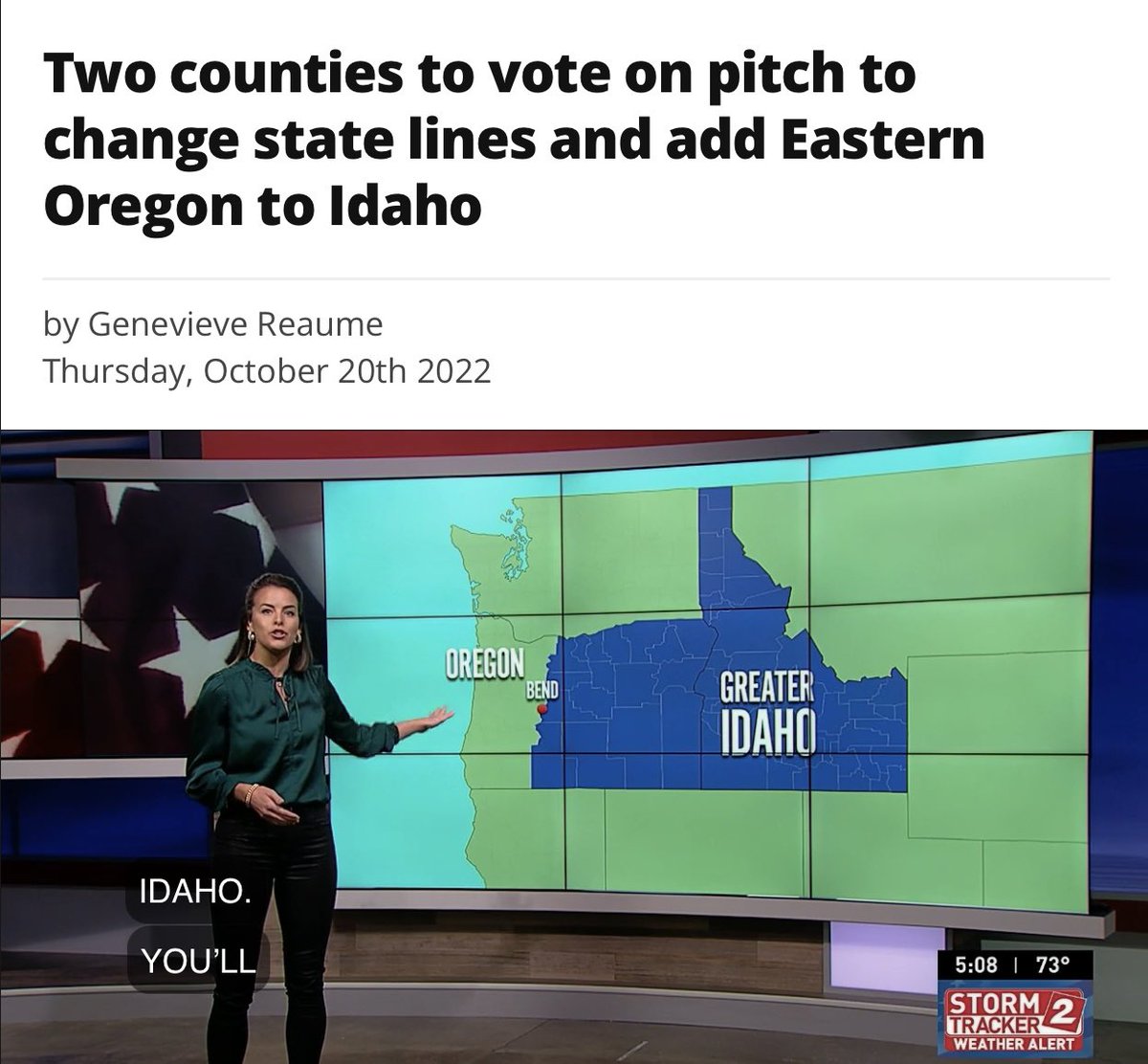 JohnRichTV's tweet photo. Does anyone know how the Oregon vote to turn itself into Idaho is going? https://t.co/l119paEyCe