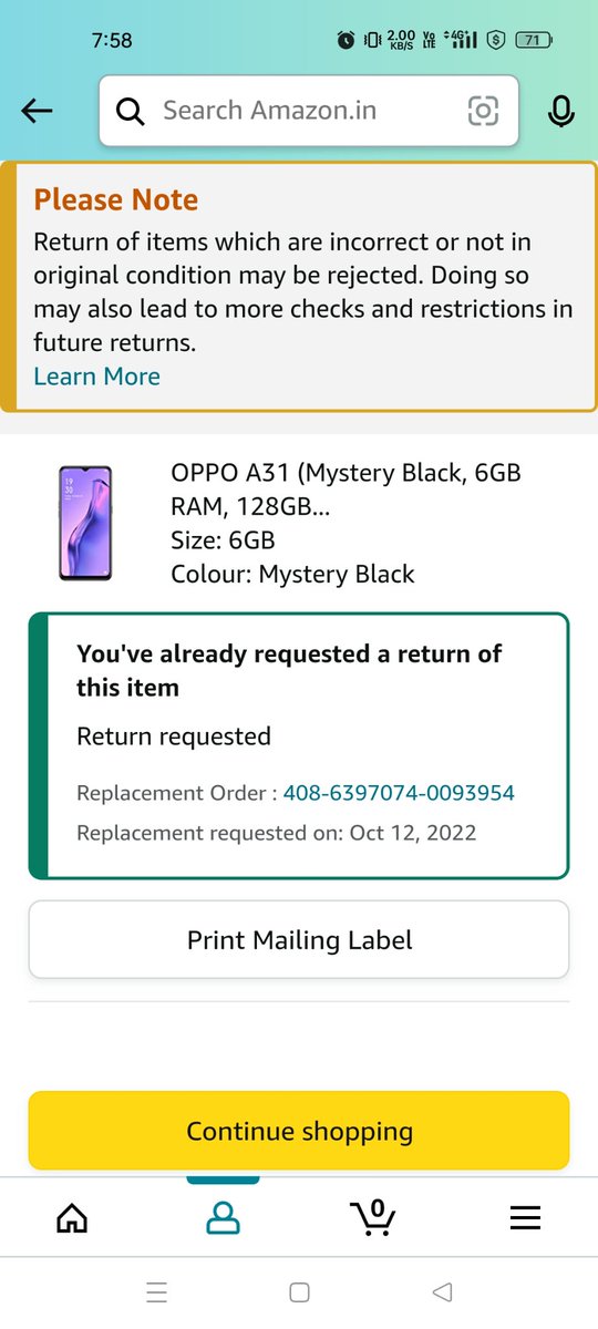 ajky91's tweet photo. @AmazonHelp The latest update is - Return pickup is failed.

If I spoke to one of your agent they will reinitiate the pickup and will goes to the same loop. https://t.co/eOr1VV0mvy