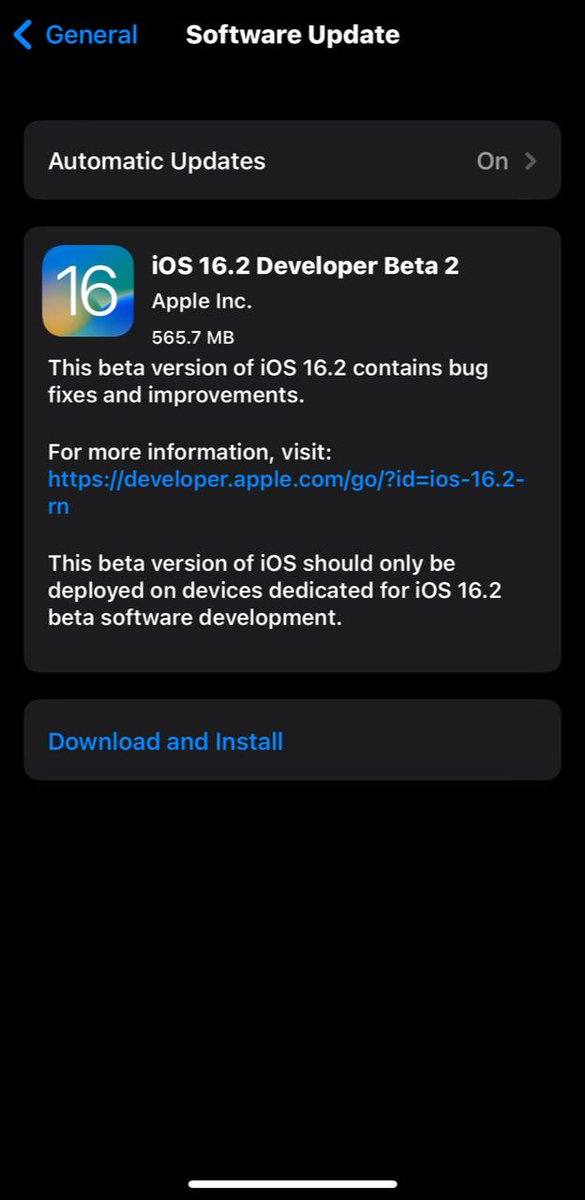 OnlyTalk_yt's tweet image. iOS 16.2 Developer Beta 2 (20C5043e) has been released. #iOS162 #iOS162DevBeta2 #iOS162Beta2