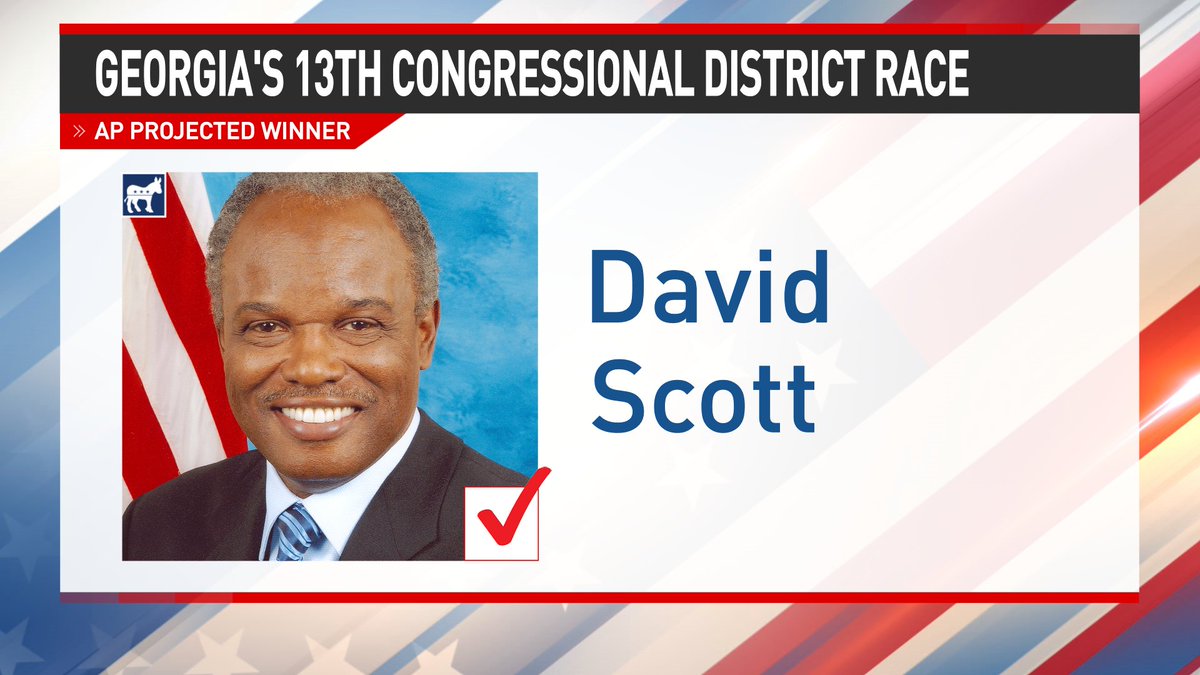 TND's tweet photo. AP: BREAKING: Democrat David Scott wins reelection to U.S. House in Georgia's 13th Congressional District. https://t.co/LwFnFxfRMc https://t.co/pP53gzLhUT