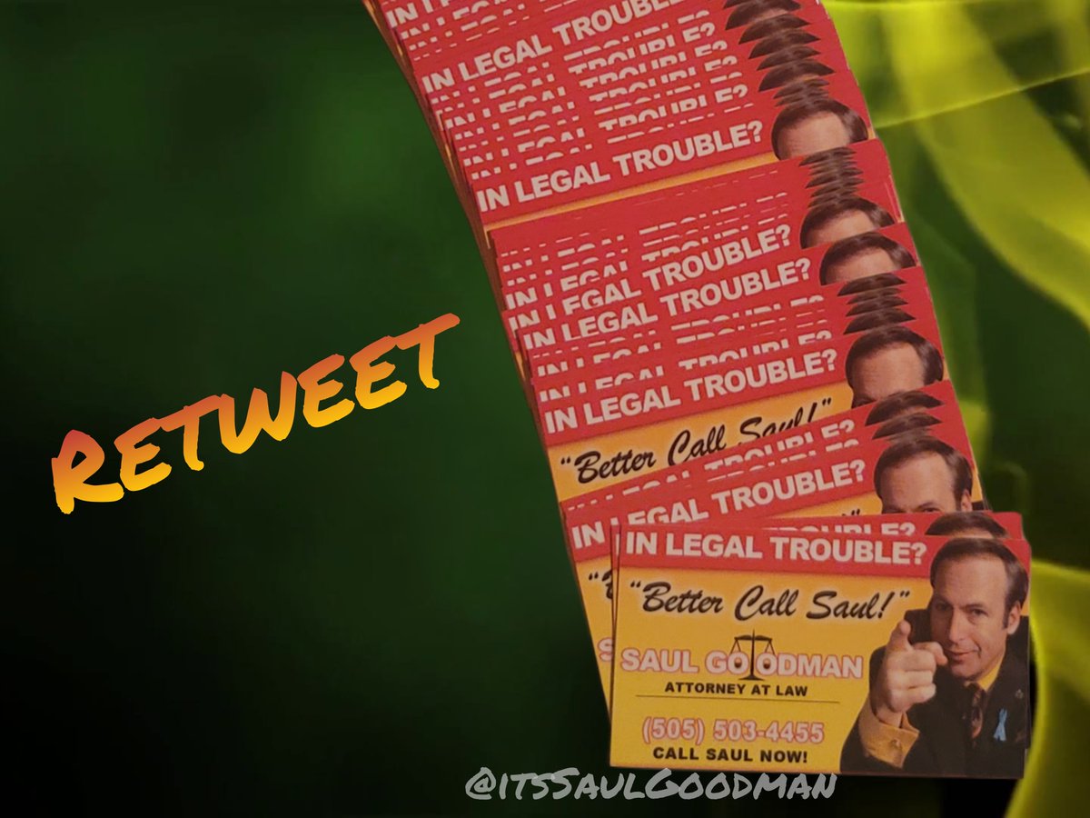 Let's giveaway some Saul Goodman business cards! Retweet &amp; Follow. Worldwide 🌐 Shipping