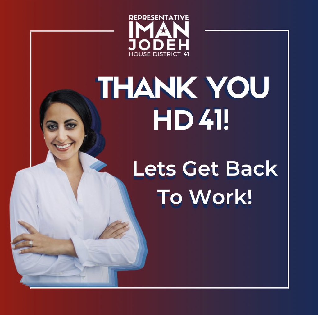 THANK YOU HD41 FOR BELIEVING IN ME! I am so grateful for your support in sending me back to work for you at the State Capitol to protect your rights