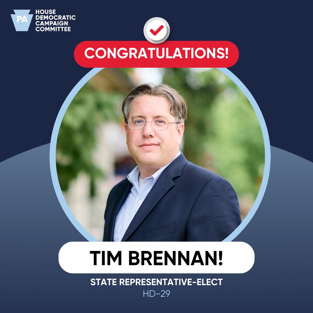 Congratulations State Representative-elect <a href="/BrennanForPA/">Tim Brennan</a>!