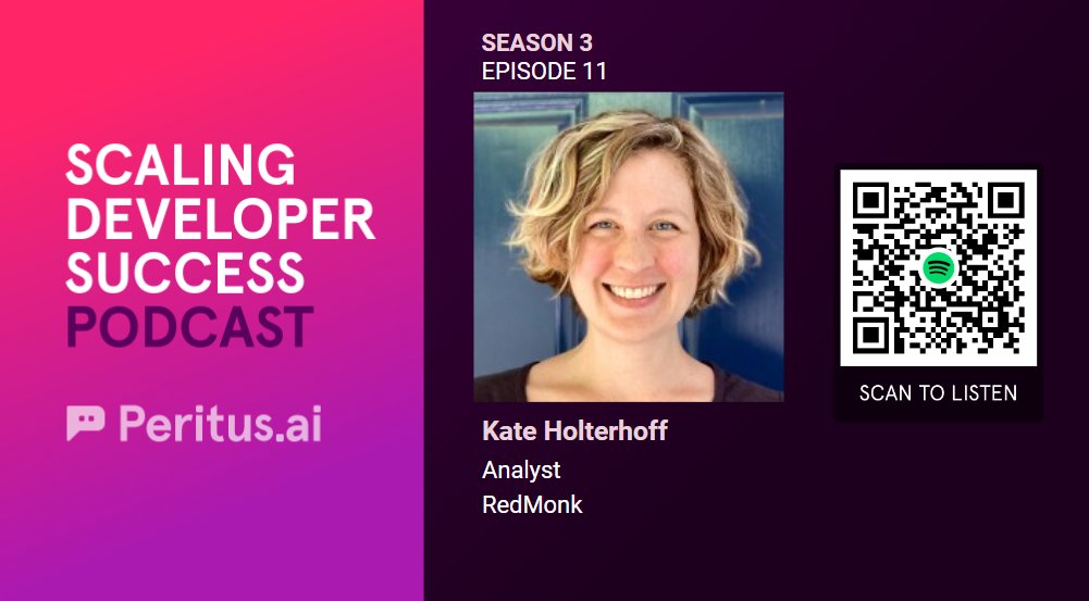 Peritus_AI's tweet photo. 🎙️ SEASON 3 - New episode alert "Scaling Developer Success" podcast! @RobinPurohit1 CEO of @Peritus_AI  dives into topics of #DevRel. This week's guest is @KateHolterhoff of @redmonk

Subscribe for new episodes every Tuesday!
🎧 https://t.co/aQYZ2qLNPF
🎧 /peritus.ai/community https://t.co/cXiqB8phwY