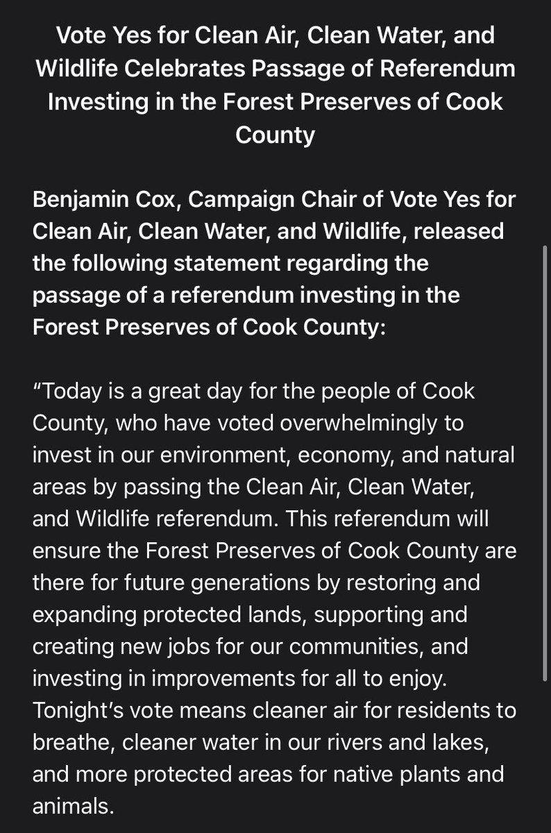 Tax increase to help fund the Cook County forest preserves passes. @WGNNews #WGNelection