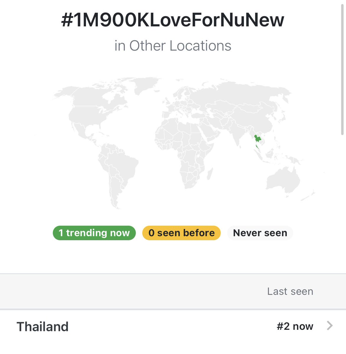 Update trending now 
# 2 Thailand 🇹🇭 

@CwrNew 
#NuNew #NanaNu
#1M900KLoveForNuNew