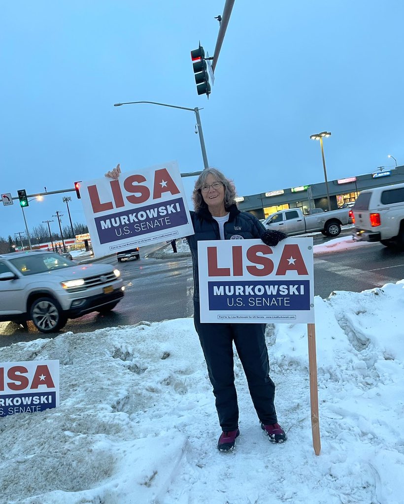 Sign waving across the state! We’re Getting Out The Vote across Alaska—polls close in less than 2 hours, Alaska. #GoVote!
