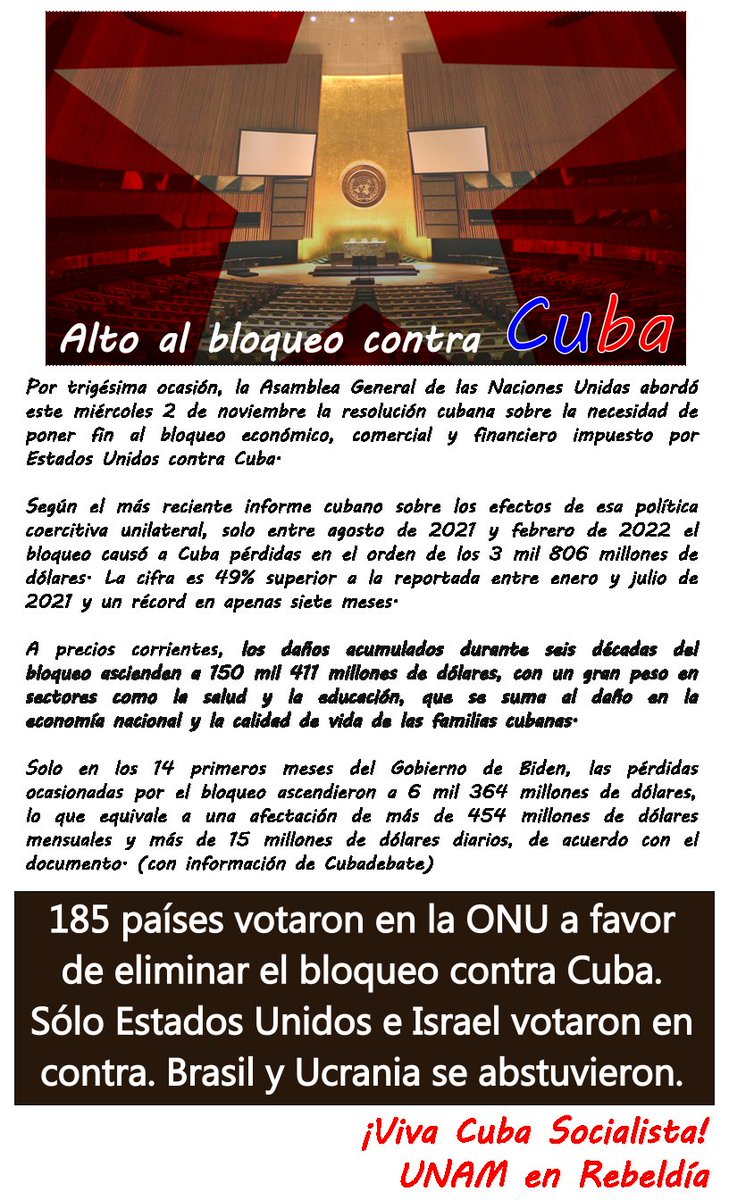 Viva Cuba Socialista
ABAJO EL BLOQUEO