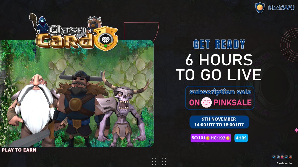 CattleTs's tweet photo. @kriptohayat @ClashCardio inspired by mediaeval war cultures⚔️
 
🗓️9th NOV 14:00 UTC
 
➡️Buy/Sell 2% Fee
 
➡️Game Live on Test net
 
➡️P2E 💵
 
➡️NFTs utility
 
➡️DAO
 
➡️BlockSAFU
 
LINK: https://t.co/DIFKVYBVSg
 
#Clashcard #CLASH #Play2Earn  #BSC  #BNB #BSCgems #Binance #P2E #NFTs #presale https://t.co/sz2hw9yzc8