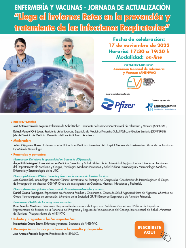 Te invitamos al Webinar "Llega el invierno: Retos en la prevención y tratamiento de las Infecciones Respiratorias", el próximo día 17 de noviembre a las 17:30.

Incripcion en: amazingbooks.es/jornadasactual…