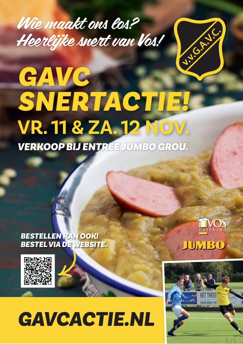 Het snertweer van deze week vraagt gewoon om ouderwetse snert! Dat kan! Onze jaarlijkse snertactie gaat van start. Bestel via onze website gavcactie.nl of kom vrijdag en zaterdag naar de <a href="/JumboGrou/">Jumbo Grou</a>. We staan naast de ingang van de winkel. <a href="/De_Grouster/">De Grouster</a> <a href="/sportingrou/">Sport in Grou</a>