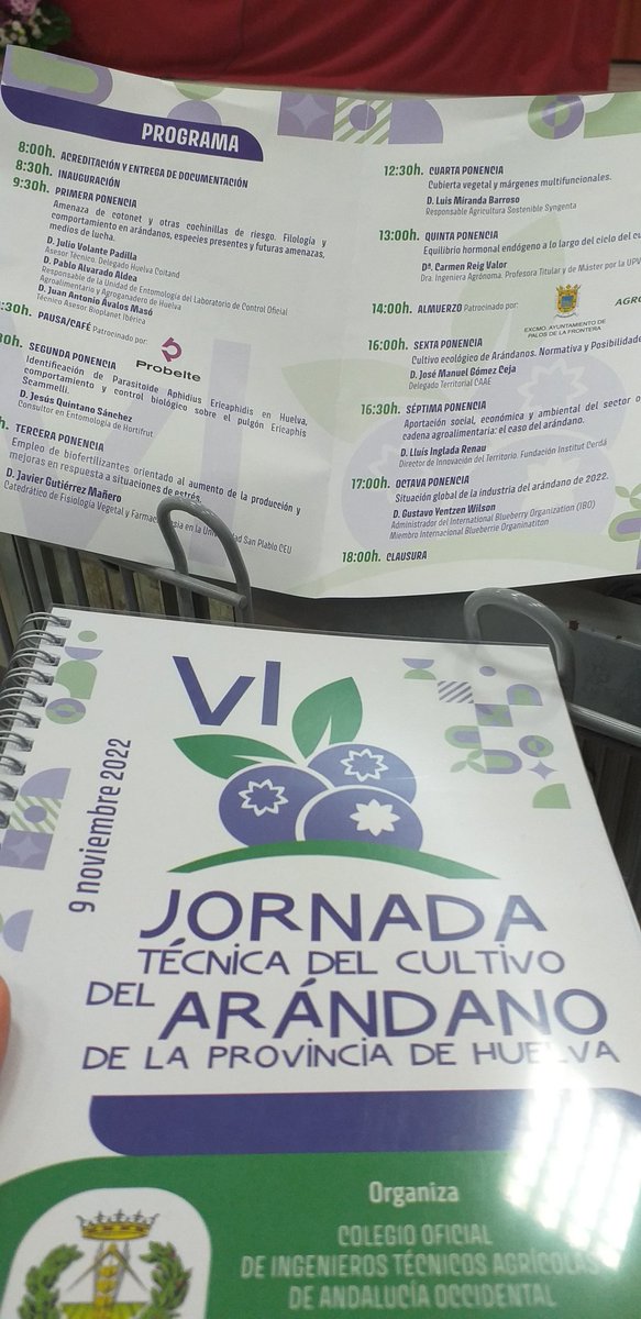 #Buenosdias desde #Huelva.
Hoy asistimos a la Jornada Técnica del #Arándano organizada por el <a href="/COITAND/">COITAND</a> en la <a href="/UniHuelva/">Universidad de Huelva</a> 

Nos acompañas?
Abrimos hilo 👇 #Arandanos