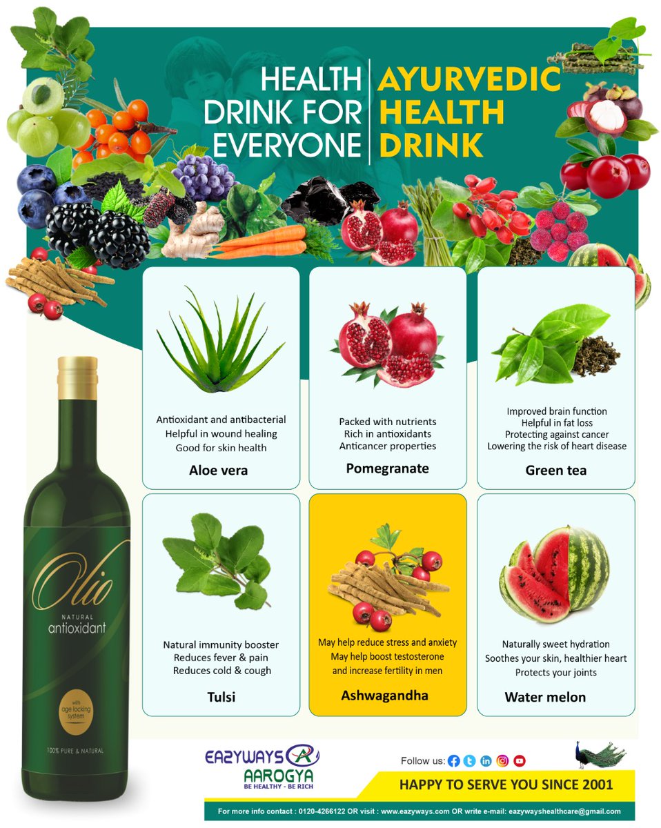 Eazyways3's tweet photo. #Eazyway #Olio is one of India's best #antioxidant food supplements available in India, Made with 22 rare herbs, fruits &amp; Rasayanas.
https://t.co/3ZNwwRralz

https://t.co/ZZN4ZG0KJq
#natural ,#naturalantioxidants , #healthsupplements, #antioxidantsupport, #antioxidantskincare, https://t.co/66j8x28gok