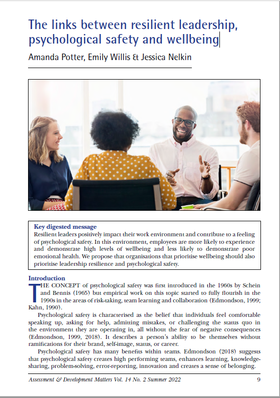 Zirconmc's tweet photo. @AmyCEdmondson I wondered if you might be interested in seeing our research showing the links between resilient leadership, psychological safety and wellbeing? Published in the BPS ADM. We are big fans of your work. https://t.co/650Yc12ZHM