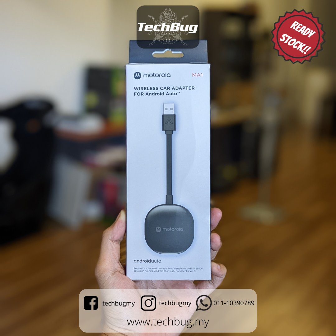 TechBug on X: READY STOCK 1 UNIT ONLY, the hottest wireless android auto  play, the Motorola MA1 Wireless Android Auto Car Adapter. 🔥🔥🔥 Click to  purchase:   / X
