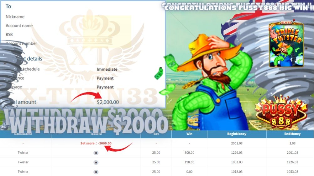 Xturn33's tweet photo. 🎮Product : PUSSY888 
🎰Game Tips : TWISTER
💵Withdraw :  AUD 2000

► Player Deposit AUD 50
► Player Make Withdraw AUD 2000

Lowest Offers In Market  
Low Bonus Low Risk High Return

Find Us On
WhatsApp -bit.ly/X33Cs6TLG6
Telegram - https://t.co/0EtmLFeBfl https://t.co/3dr06M4Zm1