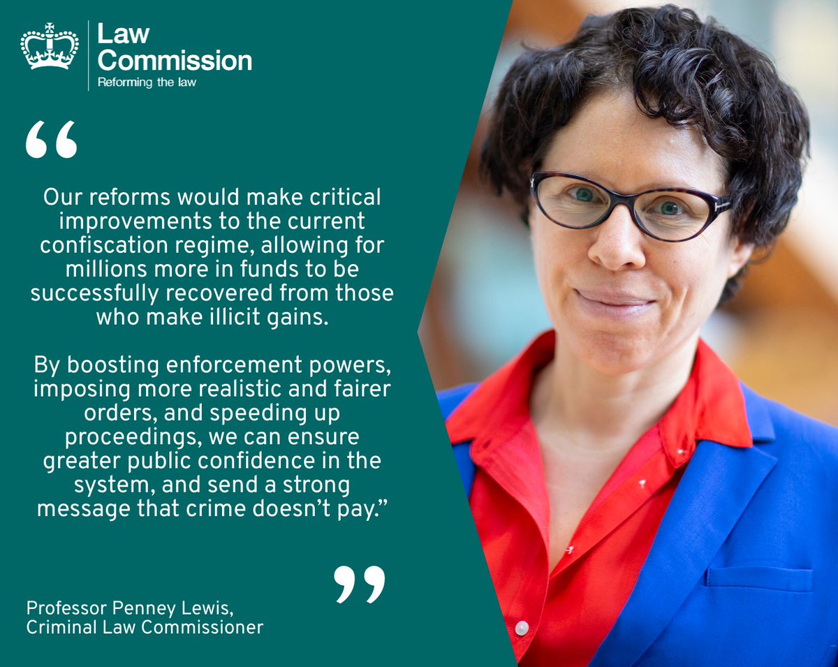 Recovering criminal gains: read our recommendations to make confiscation orders more effective – out today.

Our reforms would enhance enforcement powers, limit unrealistic orders and speed up proceedings – returning more funds to the public. 

📕 Report: lawcom.gov.uk/new-reforms-to…