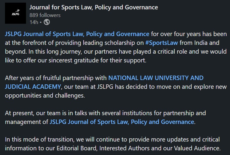 jslpgnluassam's tweet photo. After years of fruitful partnership with National Law University Assam,our team has decided to explore new opportunities &amp; challenges. 

At present, our team is in talks with several institutions for partnerships. Please bear with us. Thanks

@ShaunJStar @Josh_McLeod1 @skelly8888 https://t.co/YgZne3yP2o
