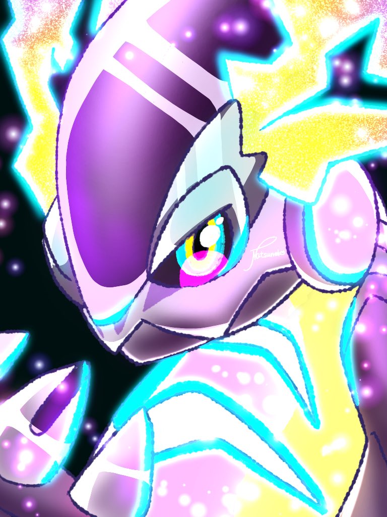 pokemon (creature) solo no humans colored sclera signature looking at viewer purple eyes general  illustration images