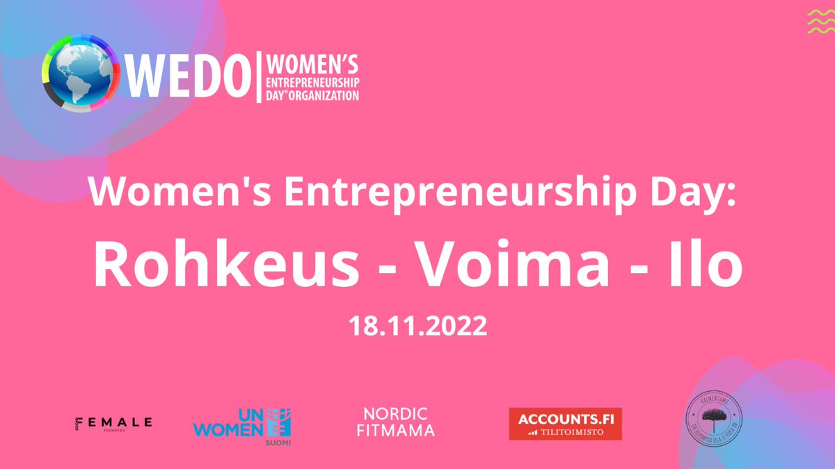 18.11.22 juhlitaan Suomessa naisyrittäjyyden päivää! 
Lämpimästi tervetuloa mukaan kaikille avoimeen, MAKSUTTOMAAN virtuaalitapahtumaan klo 9-12 inspiroitumaan! Ilmoittaudu täällä: nordicfitmama.fi/womens-entrepr… #wedo #wedofinland