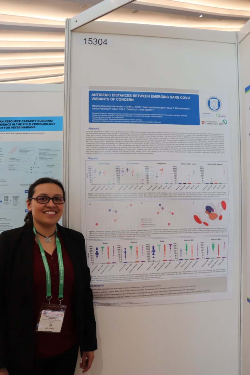 RIZvirology's tweet photo. Great to see our colleagues @MarianaGH04 Gonzalez &amp; Franziska Kaiser representing @RIZvirology at the current @WOHCongress in Singapore! Interested in SARS-CoV-2 VoCs or other (Re-)Emerging Viruses? Give them a visit and check out their posters! #WOHC2022 https://t.co/R27lvj2TxB