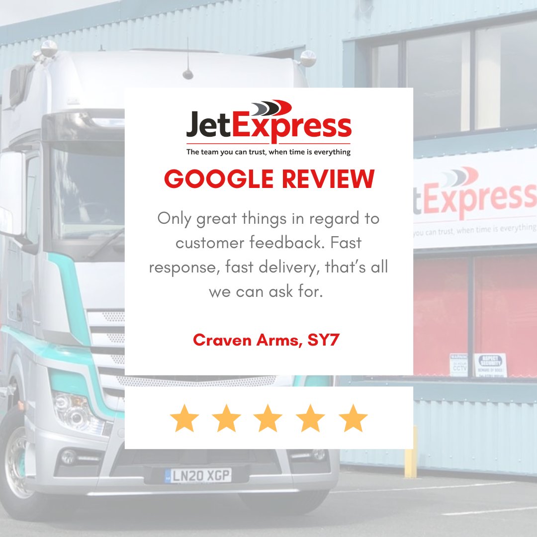 We really do pride ourselves on our Same Day and Next Day delivery services so it’s always lovely to receive feedback like this – thank you 😊

#Feedback #PositiveFeedback #GoogleReview #Testimonial #Positive #CustomerService #TimeCritical #SameDayLogistics